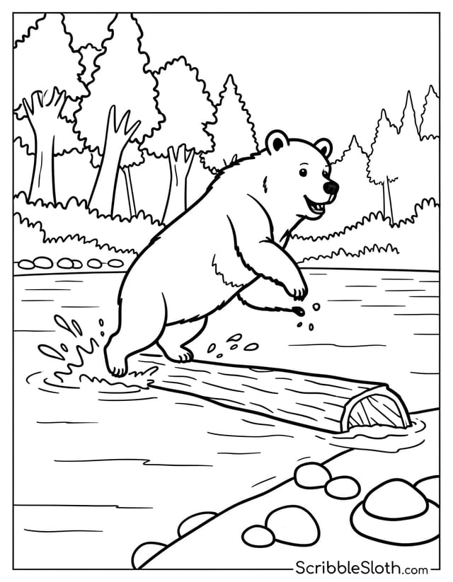 Bear Leaping into River