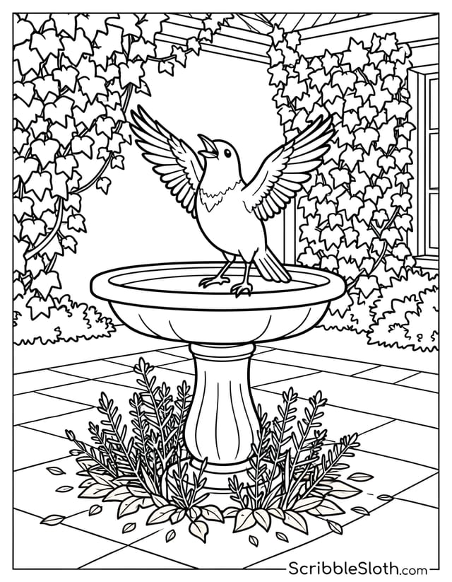 Songbird on Birdbath