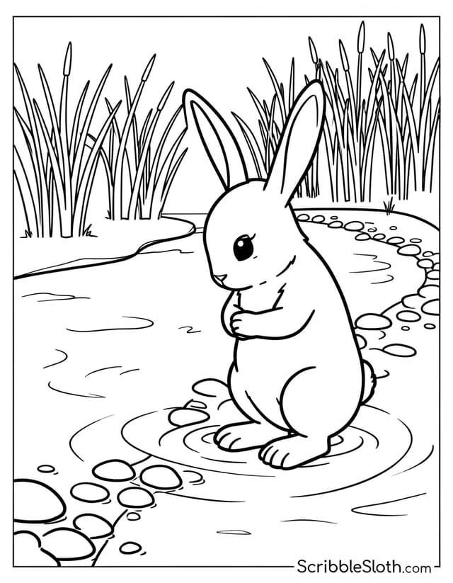 Bunny Standing Near Stream Bank
