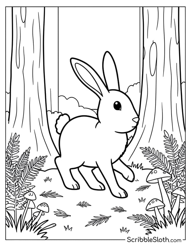 Bunny Turning in Woodland Clearing
