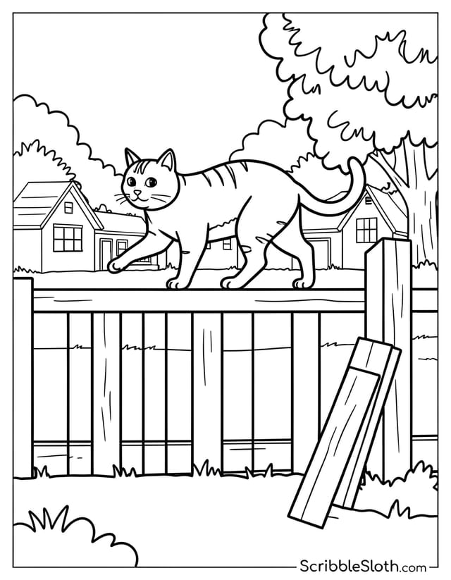 Cat Walking Along Fence