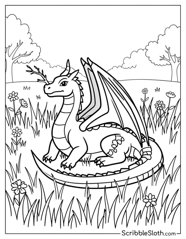 Dragon Resting in Meadow