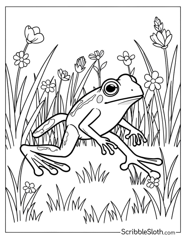 Frog Hopping Through Meadow Grass